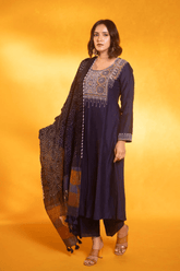 Blue silk kurta set