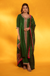 Dark green silk dress