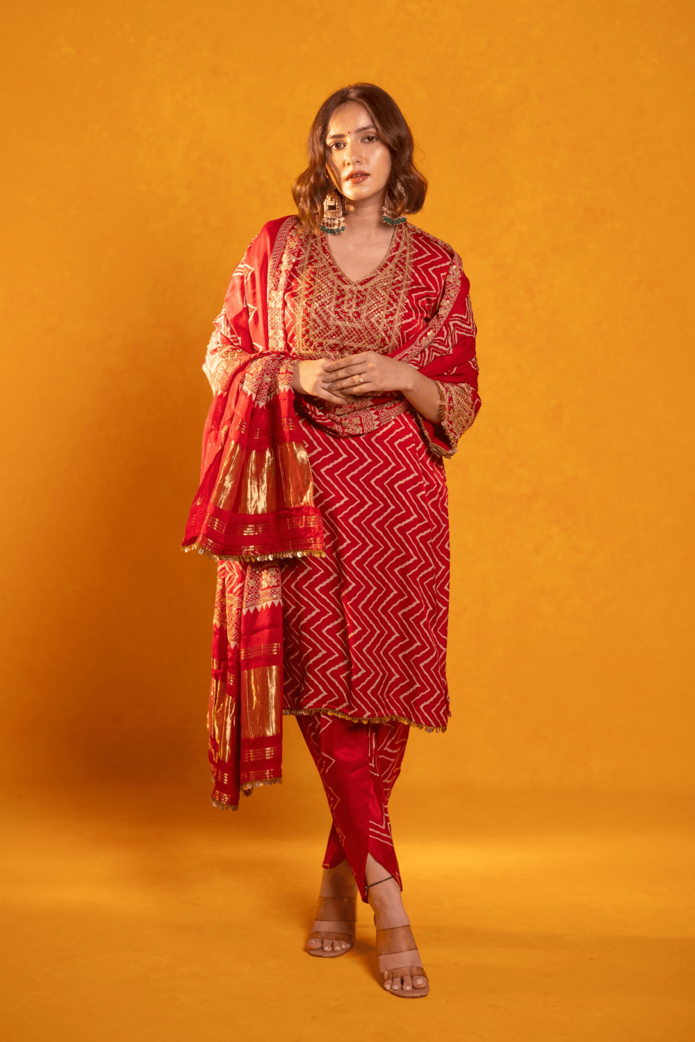 gaji silk dress Gaji Silk Bandhej Print Gown Ready to Wear