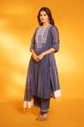Dusted blue chanderi dress