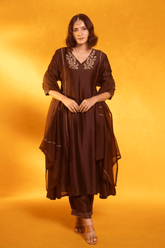 Deep brown silk dress
