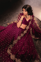 Deep purple silk lehenga set