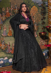 Black net lehenga set