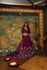 Bright Purple Lehenga Set Achkan