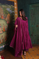 Purple Anarkali Set Achkan