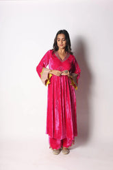 Rani Pink Velvet Suit Achkan