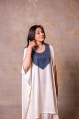 White Kaftan Style Top With Cowl Dhoti