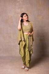Silk Drape Skirt, Crop Top and Cape