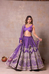 Dusty Purple Silk Lehenga Set