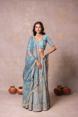 Pastel Sea Green Silk Lehenga Set