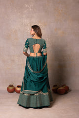 Emerald Green Silk Lehenga Set