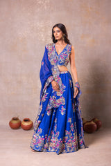 Royal Blue Silk Lehenga Set