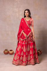 Red Silk Lehenga Set