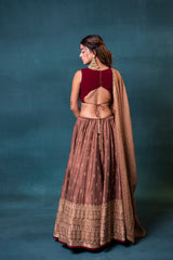 Dusky Brown Silk Lehenga Set
