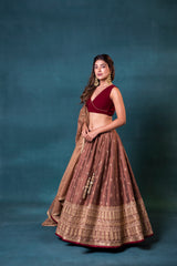 Dusky Brown Silk Lehenga Set