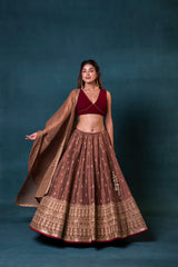 Dusky Brown Silk Lehenga Set