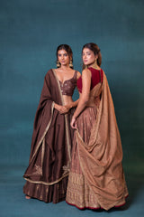 Deep Brown Silk Lehenga Set