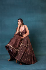 Deep Brown Silk Lehenga Set