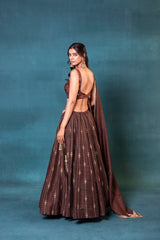Deep Brown Silk Lehenga Set