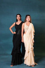 Black Pre-drape Saree