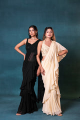 Black Pre-drape Saree