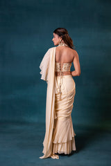 Pastel Yellow Pre-drape Saree