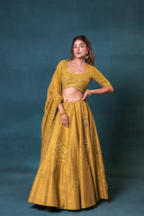 Mustard Silk Lehenga Set