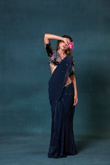 Dark Teal Silk Saree