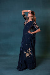 Dark Teal Silk Saree