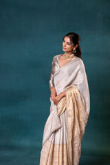 Silver Golden Tissue Saree