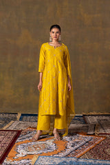 Mustard suit set with delicate handwork