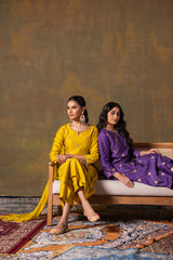Mustard suit set with delicate handwork
