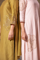 Mehendi green chanderi kurta set