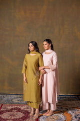 Mehendi green chanderi kurta set