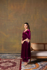 Velvet Wine Suit Set