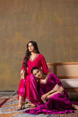 Velvet Wine Suit Set