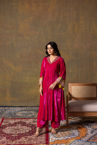 Velvet Rani Pink Suit Set