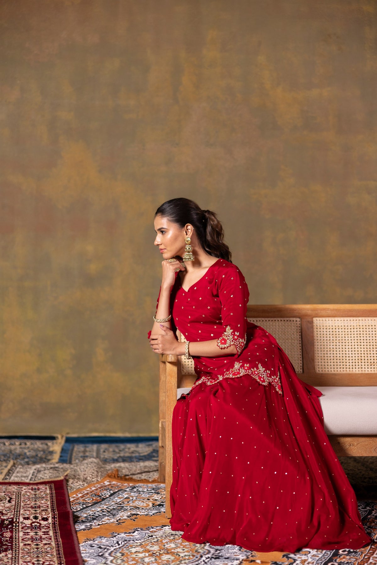 Red Short Kurta & Palazzo Set