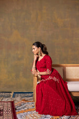 Red Short Kurta & Palazzo Set