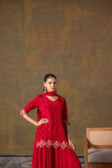 Red Short Kurta & Palazzo Set
