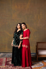 Red Short Kurta & Palazzo Set