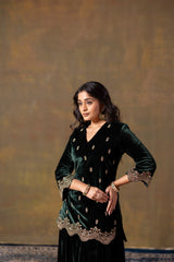 Deep Green Short Kurta & Palazzo Set