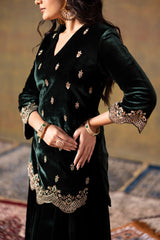 Deep Green Short Kurta & Palazzo Set