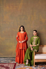 Rust Short Kurta & Palazzo Set