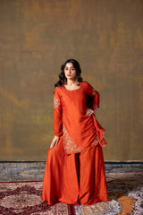 Rust Short Kurta & Palazzo Set