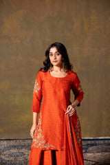 Rust Short Kurta & Palazzo Set
