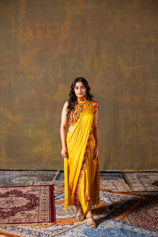 Mustard Silk Saree