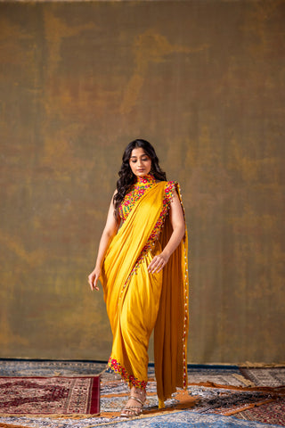 Mustard Silk Saree