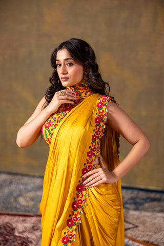 Mustard Silk Saree