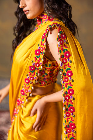 Mustard Silk Saree